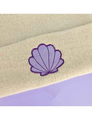 Bonnet à revers brodé - COQUILLAGE VIOLET - unisexe 🐚💜