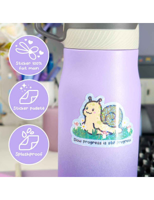 Sticker pailleté - MOCHI SLOW PROGRESS - 100% fait main 🐌