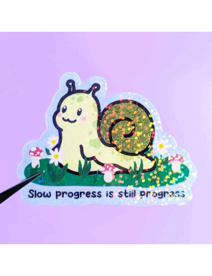 Sticker pailleté - MOCHI SLOW PROGRESS - 100% fait main 🐌