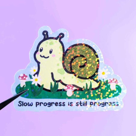 Sticker pailleté - MOCHI SLOW PROGRESS - 100% fait main 🐌