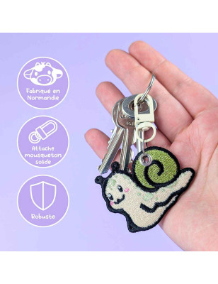 Porte-clés brodé – MOCHI L'ESCARGOT - broderie pailletée 🐌