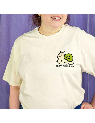 T-shirt brodé oversize unisexe - MOCHI TEAM ESCARGOT - broderie pailletée 🐌