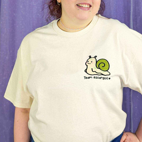 T-shirt brodé oversize unisexe - MOCHI TEAM ESCARGOT - broderie pailletée 🐌