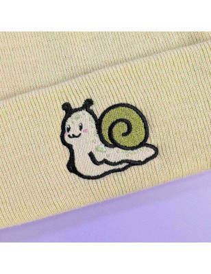 Bonnet à revers brodé - MOCHI L'ESCARGOT - broderie pailletée 🐌