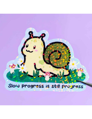 Sticker pailleté - MOCHI SLOW PROGRESS - 100% fait main 🐌
