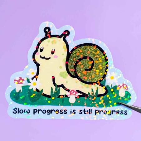 Sticker pailleté - MOCHI SLOW PROGRESS - 100% fait main 🐌