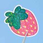 Sticker pailleté – Fraise – 100% fait main 🍓✨