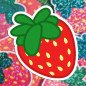 Sticker pailleté – Fraise – 100% fait main 🍓✨