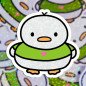 Sticker pailleté – Waffle le canard kawaii – 100% fait main 🦆