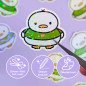 Sticker pailleté – Waffle le canard kawaii – 100% fait main 🦆