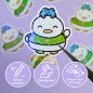 Sticker pailleté – Waffle & Pepper hello – 100% fait main 🐸🦆 Sticker pailleté – Waffle & Pepper hello – 100% fait main 🐸🦆
