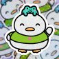 Sticker pailleté – Waffle & Pepper hello – 100% fait main 🐸🦆 Sticker pailleté – Waffle & Pepper hello – 100% fait main 🐸🦆